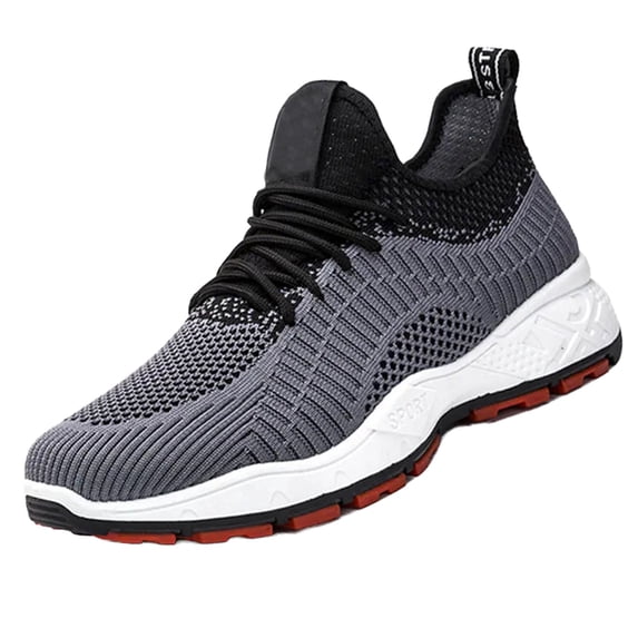 XIMIN Men's Fashion Mesh Slip On Breathable Flying Woven Sneakers Casual Breathable Shoes Wide Lightweight Gym Workout Walking Sneaker (10, Grey)