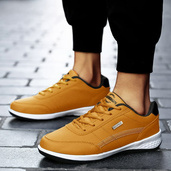 XIMIN Men's Large-Sized Synthetic Leather Casual Shoes with Lacing Design, EVA Insole, Durable and Comfortable, Suitable for Travel Sport Casual Wear