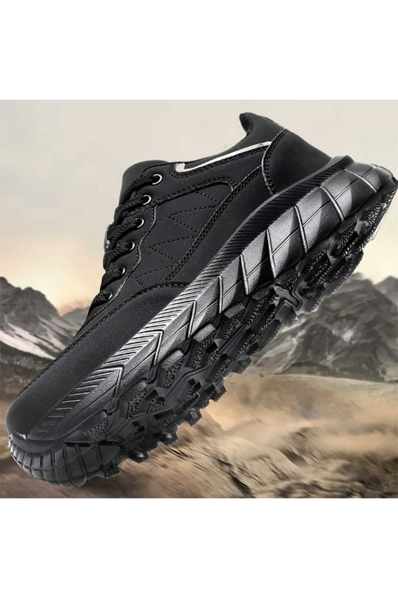 Men's Lightweight Walking Shoes Non Slip Resistant Work Comfortable Supportive Running Hiking Outdoor Lawn Mowing Casual Sneakers Work Shoes (46, Black)