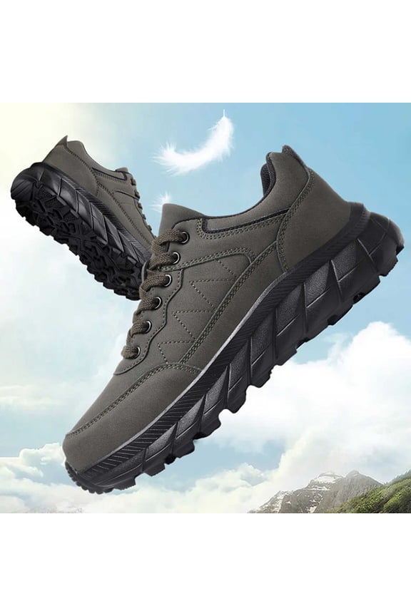 Men's Lightweight Walking Shoes Non Slip Resistant Work Comfortable Supportive Running Hiking Outdoor Lawn Mowing Casual Sneakers Work Shoes (46, Khaki)