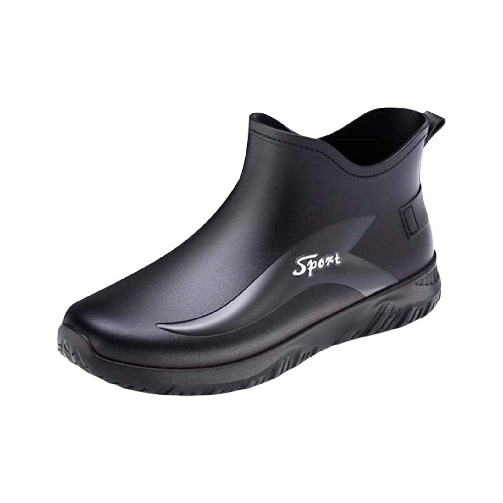 XIMIN Men's Low Top Rain Boots Waterproof Non Slip Rubber Work Shoes for Fishing Car Wash Kitchen Garden Outdoor Wear (Black, 10)