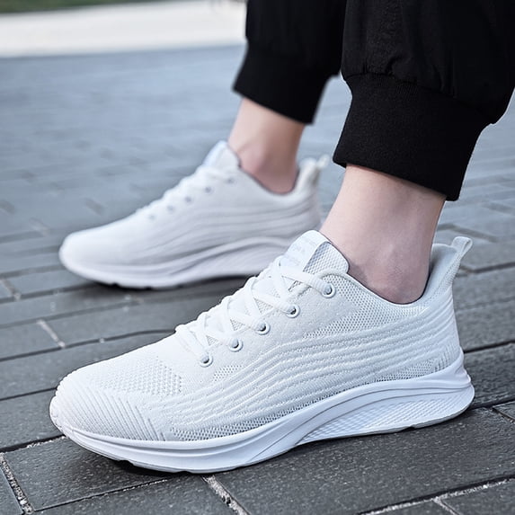 XIMIN Men's Non Slip Light Gym Workout Athletic Walking Shoes Casual Knit Mesh Shoes Lightweight Breathable Fashion Sneaker Fashion Walking Shoes
