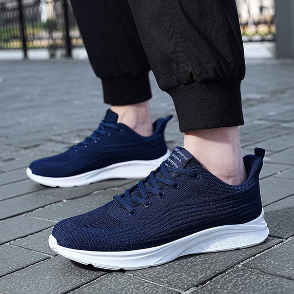 XIMIN Men's Non Slip Light Gym Workout Athletic Walking Shoes Casual Knit Mesh Shoes Lightweight Breathable Fashion Sneaker Fashion Walking Shoes