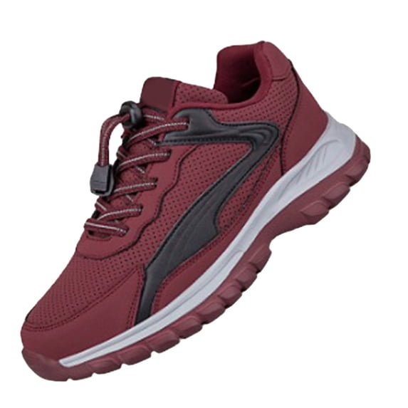 XIMIN Men's Orthopedic Non Slip Platform Sneaker with Quick Lace Waterproof Walking Slip on Wide Shoes Lightweight Comfort Casual Breathable Tennis Shoes (6, Red)