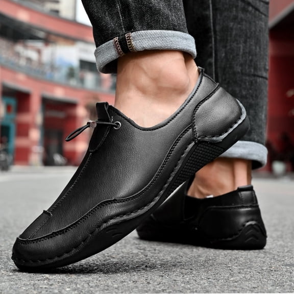 XIMIN Men's Round Toe Hand-Stitched Soft Non-Slip Driving Moccasin Loafers Comfortable Casual Shoes Lightweight Outdoor Hiking Shoes