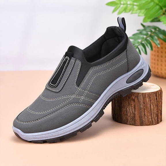 XIMIN Men's Slip On Loafer Leather Orthopedic Shoes Arch Support Waterproof Orthopedic Shoes Casual Walking Shoes Comfortable for Work Office Dress Outdoor