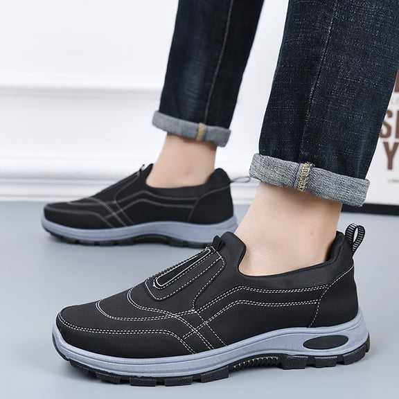 XIMIN Men's Slip On Loafer Leather Orthopedic Shoes Arch Support Waterproof Orthopedic Shoes Casual Walking Shoes Comfortable for Work Office Dress Outdoor