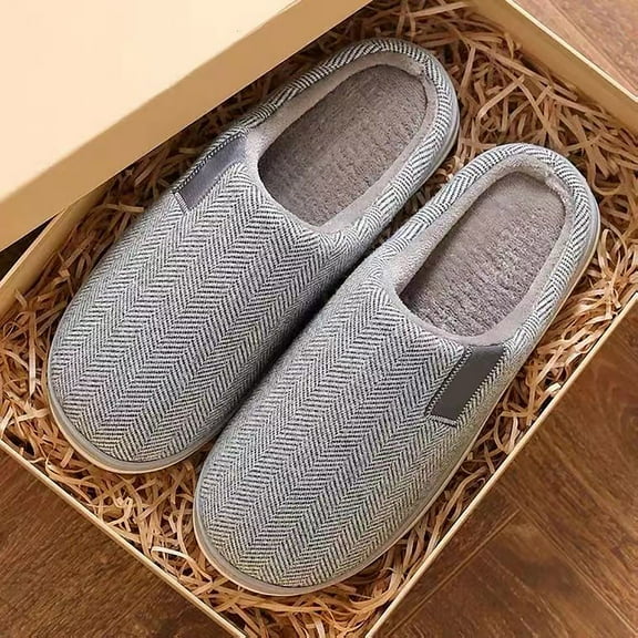 XIMIN Men's Slip-On Terry Clog Slipper Cushion Memory Foam Shake Fleece Comfy House Shoes with Faux Fur Lining and Indoor Outdoor Non-Slip Rubber Soles