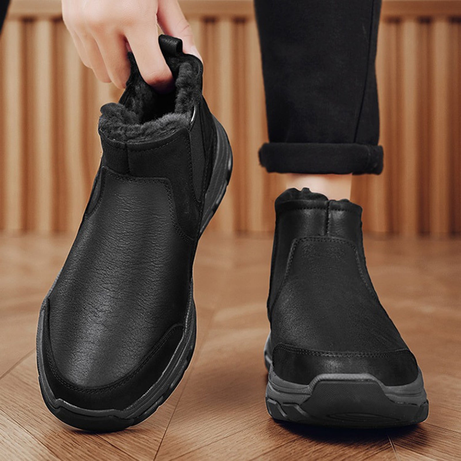 XIMIN Men's Snow Boots Moccasins Casual Plantar Fasciitis Orthotic