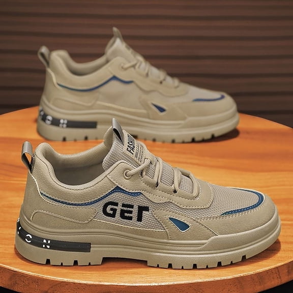 XIMIN Men's Soft Sole Slip On Round Toe Sneakers Lightweight Lace-up Splash-Proof Work Shoes Cushioning Safety Shoes Industrial Construction Warehouse Shoes