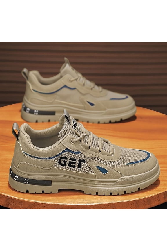 Men's Soft Sole Slip On Round Toe Sneakers Lightweight Lace-up Splash-Proof Work Shoes Cushioning Safety Shoes Industrial Construction Warehouse Shoes