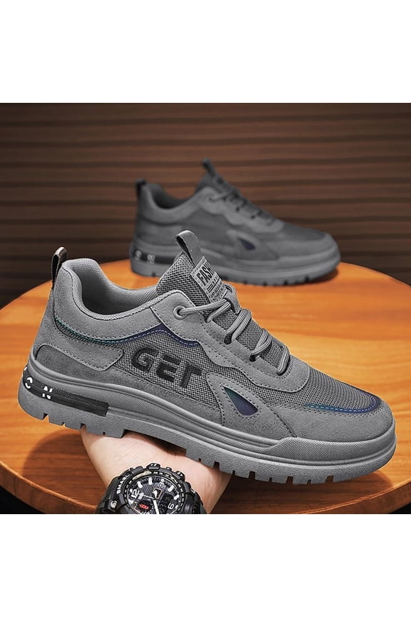 Men's Soft Sole Slip On Round Toe Sneakers Lightweight Lace-up Splash-Proof Work Shoes Cushioning Safety Shoes Industrial Construction Warehouse Shoes