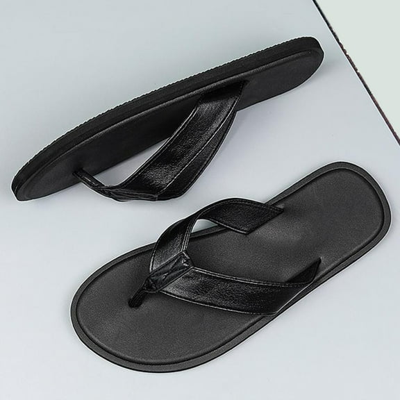 XIMIN Men's Sport Flip Flops, Comfort Thong with Arch Support Shoes Summer Outdoor Non-Slip Light Weight Flat Slide Sandals Shower Sandals House Soft Flip Flop (45, Black)