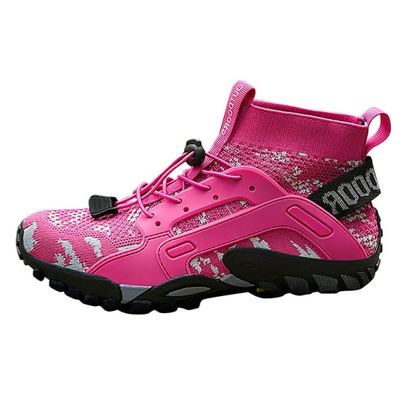 XIMIN Men's Stylish High Top Durable Boots Lightweight Comfortable Non-Slip lace-up Shoes Suitable Outdoor Activities Sports Mountain Camping Hiking Shoes (8.5, Hot Pink)