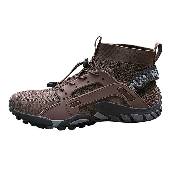 XIMIN Men's Stylish High Top Durable Boots Lightweight Comfortable Non-Slip lace-up Shoes Suitable Outdoor Activities Sports Mountain Camping Hiking Shoes (10.5, Brown)