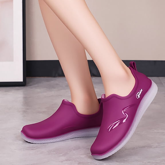 XIMIN Men's Stylish Short Rain Boots Solid Color Slip-On Chef Work Shoes Non-Slip Waterproof Work Boots Outdoor Labor Shoes Comfortable All-Season Rain Shoes