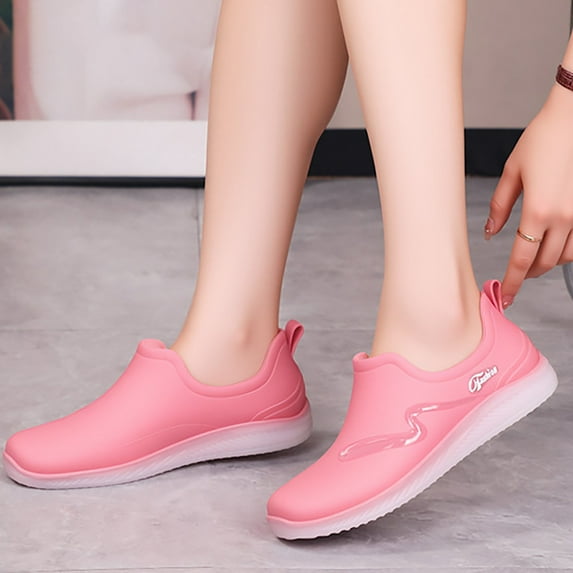 XIMIN Men's Stylish Short Rain Boots Solid Color Slip-On Chef Work Shoes Non-Slip Waterproof Work Boots Outdoor Labor Shoes Comfortable All-Season Rain Shoes