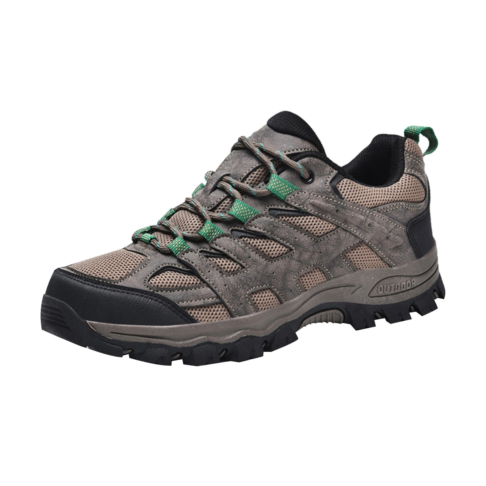 XIMIN Men's Waterproof Non-Slip Hiking Shoes Leather Low-Top Trail Running Sneakers Breathable Lightweight Mesh Travel Shoes Outdoor Trekking Boots (9, Brown)