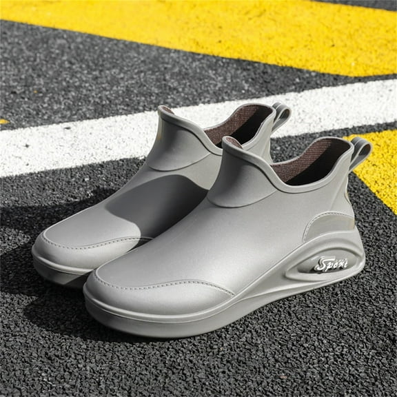 XIMIN Men's Waterproof Rain Short Boots Garden Boots Ankle Rain Boots Non Slip Garden Lightweight Shoes Rain Outdoor Boots Fishing Shoes Work Shoes (44, Grey)