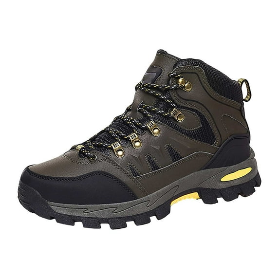 XIMIN Men's Waterproof Trekking Hiking Boots Non-Slip Outdoor Mid Top Ankle Boot Outdoor Non-Slip Work Boots Breathable Hiker Camping Trekking Shoes