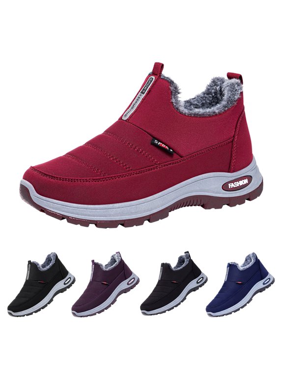 Men's Winter Lined Thickened Cotton Boots, New Casual Dad Shoes, Soft Non Slip Couple Walking Cotton Footwear for Indoor and Outdoor Use (Light Violet, 7.5)
