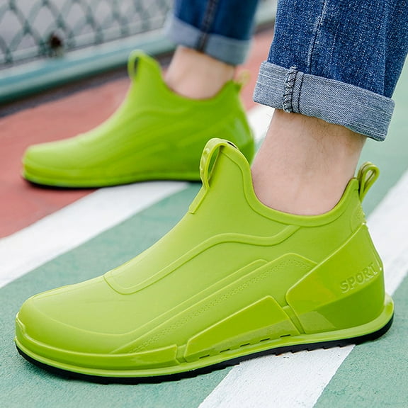 XIMIN Men's Work Boots Short Rain Boots Ankle Height Rubber Garden Boots Insulated Waterproof Rain Shoes Fashion Low Top Non Slip Shoes Outdoor (39, Green)