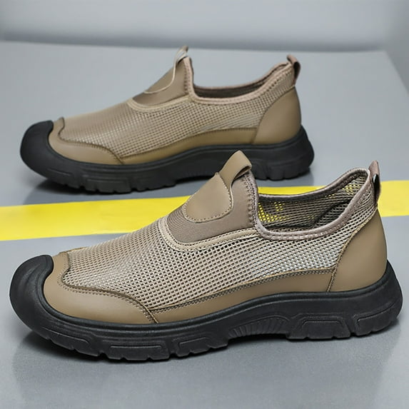 XIMIN Men's Work Shoes Non Slip Shoes Extra Wide Slip on Walking Shoes Lightweight Breathable Restaurant or Food Service Loafers Casual Footwear (7, Multi-color)