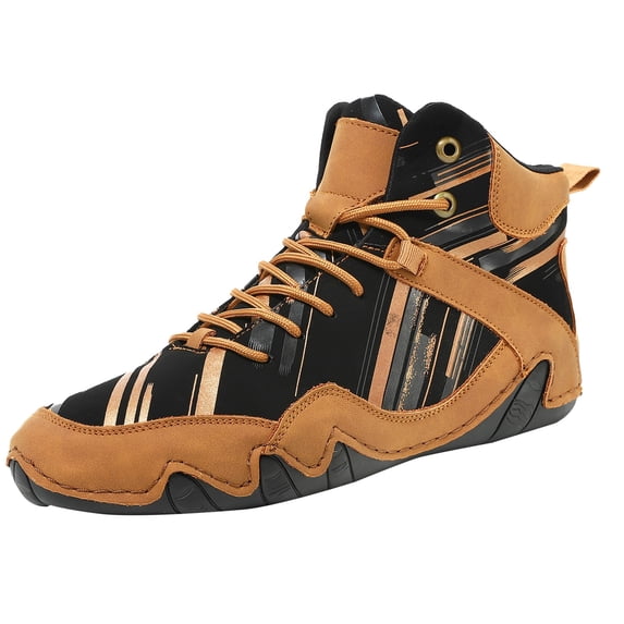 XIMIN Men's Wrestling Shoes - Barefoot Zero Drop High Top Boxing Footwear for Taekwondo Karate Martial Arts Weightlifting Fitness Training (Brown, 11)