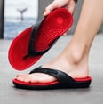 thumbnail image 1 of XIMIN Mens Flip-Flops Massage Slippers,Flat Bottomed Acupressure Massage Open Toe Cross Strap Soft Sole Comfortable Shoes,Outdoor Anti Slip Soft Soles Sandals (10.5, Red), 1 of 8