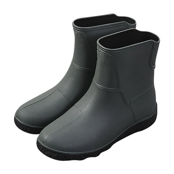 XIMIN Mens Rain Boots Ankle Slip On Non-Slip Rubber Waterproof Rain Boot Waterproof Ankle Water Boots for Men Garden Boots Rain Shoes (42, Green)