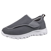 XIMIN Mens Walking Shoes Wide Diabetic Shoes Zero Drop Shoes Adjustable Barefoot Shoes Breathable Wide Width Arthritis Edema Shoes Outdoor Running Footwear 9, Grey