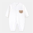 thumbnail image 1 of XIMIN Newborn Baby Cotton Onesie, Cute Bear Patched Casual Long Sleeve Bodysuit, Toddler & Infant Boy's Girl's Comfortable Clothing ﻿, 1 of 8
