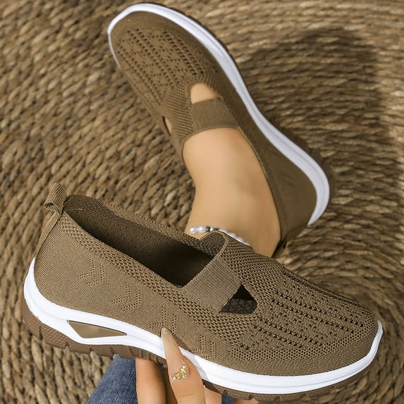 XIMIN Orthopedic Anti-Slip Sole Shoes for Women Slip-on Casual Sneakers Comfort Non Slip Work Travel Sneakers Woven Arch Support Lightweight Breathable Soft Sole Walking Shoes