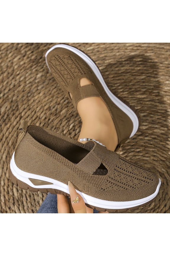 Orthopedic Anti-Slip Sole Shoes for Women Slip-on Casual Sneakers Comfort Non Slip Work Travel Sneakers Woven Arch Support Lightweight Breathable Soft Sole Walking Shoes