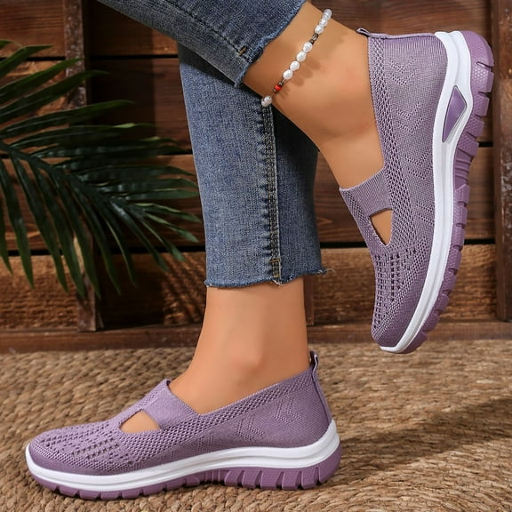 XIMIN Orthopedic Anti-Slip Sole Shoes for Women Slip-on Casual Sneakers Comfort Non Slip Work Travel Sneakers Woven Arch Support Lightweight Breathable Soft Sole Walking Shoes