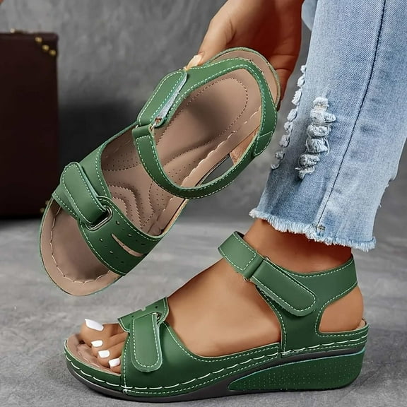 XIMIN Orthopedic Flat Wedge Sandals for Womens Low Heel Sandal Open Toe Walking Dressy Arch Support Walking Summer Outdoor Walking Comfortable Shoes