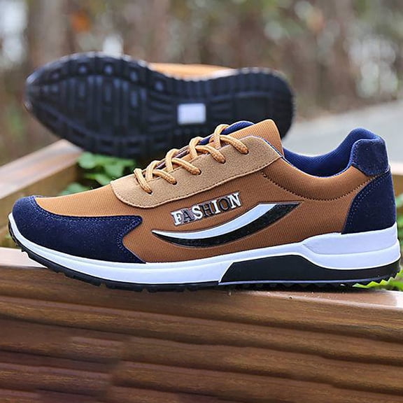 XIMIN Platform Shoes Block Retro Trendy Casual Big Size Color Sneakers Durable Comfy and Versatile Platform Business Trips and Everyday Wear Shoes for Men (9, Brown)