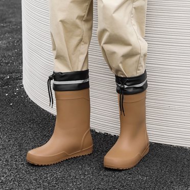 Tmore Rain Boots For Men Waterproof Rubber Boots Mid-Calf Anti-slip Garden Boots Comfort Lightweight Work Shoes Rainboot For Outdoor, Fishing, Hiking, Camping (Dark Blue,39) | Shoes