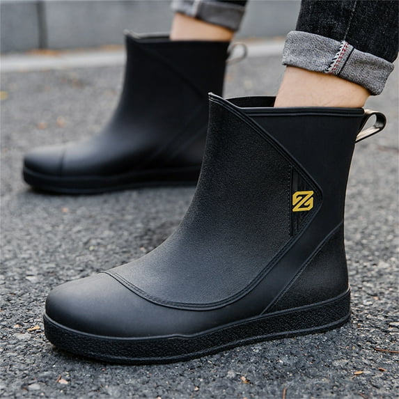 XIMIN Rain Overshoes for Women Mens Low Top Rubber Shoes Outdoor Work Fishing Car Wash Rubber Rain Shoes Casual Fashion Footwear (43, Black)