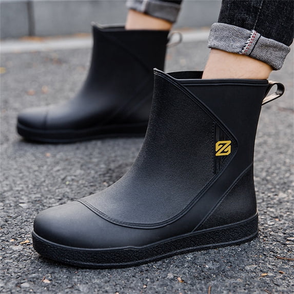 XIMIN Rain Overshoes for Women Mens Low Top Rubber Shoes Outdoor Work Fishing Car Wash Rubber Rain Shoes Casual Fashion Footwear (44, Black)