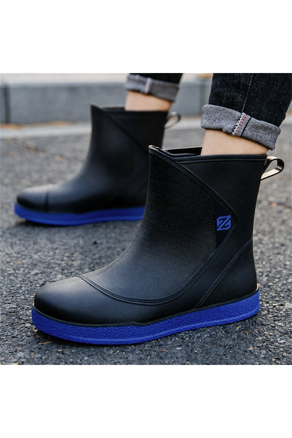 Rain Overshoes for Women Mens Low Top Rubber Shoes Outdoor Work Fishing Car Wash Rubber Rain Shoes Casual Fashion Footwear (44, Blue)