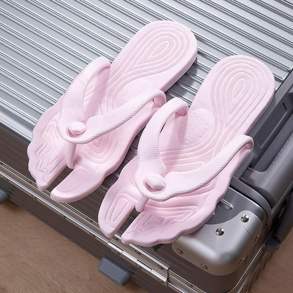 XIMIN Shower Shoes Summer Travel Portable Slippers for Women Men, Folding Slides Sandals, Hotel Spa Slippers, Waterproof Quick Drying Flip Flops, Beach Sandals (7-7.5, Pink)