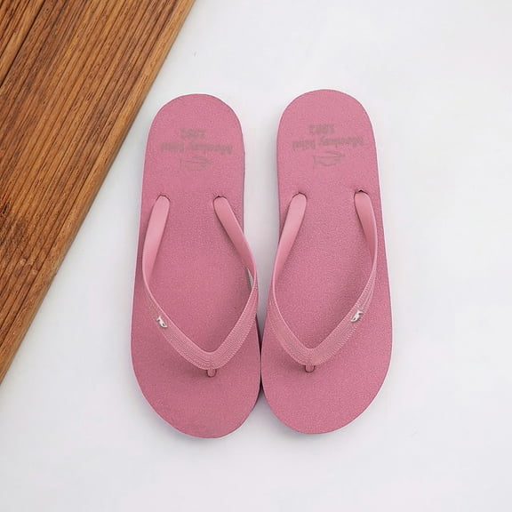 XIMIN Slim Flip Flops for Women Ladies Shower Slippers Flat Sandals for Summer Bathroom Beach Pool Lightweight Basic Rubber Soft Slide Slip-on Shoes (7.5, Pink)