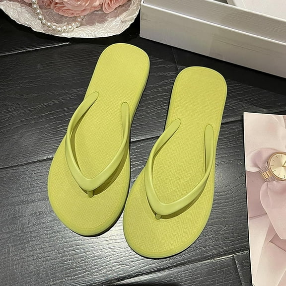 XIMIN Slim Flip Flops for Women, Ladies Shower Slippers Flat Sandals for Summer Bathroom Beach Pool, Ultra Lightweight Basic Rubber Soft Slide Slip-on Shoes (5.5-6, Green)