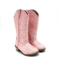 thumbnail image 1 of XIMIN Sparkly Boots for Girls Cowboy Boots Square Toe Kids Boots Embroidered Western Boots Cow Girl Boots Mid Calf Boots Girl Cowboy Boots (2.5-3 Years, Pink), 1 of 5