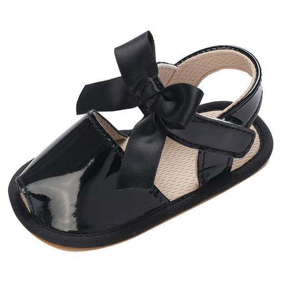 XIMIN Summer Flower Girl Shoes Summer Children Toddler Shoes Girls Sandals Flat Bottom Non Slip Lightweight Fish Mouth Breathable Solid Color Bow