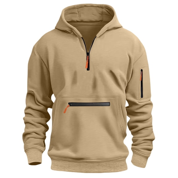 XIMIN Teen Boys Tactical Hoodies Cargo Pullover Fall and Winter Casual Quarter Zip Midweight Long Sleeve Workout Sweatshirts Military Outfits with Multiple Pockets