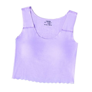 XIMIN Teen Bras for Girls Ages 12-14 Polychrome Solid Color Girls with Chest Pads No Steel Rings Soft and Comfortable Underwear Tank Top Bra