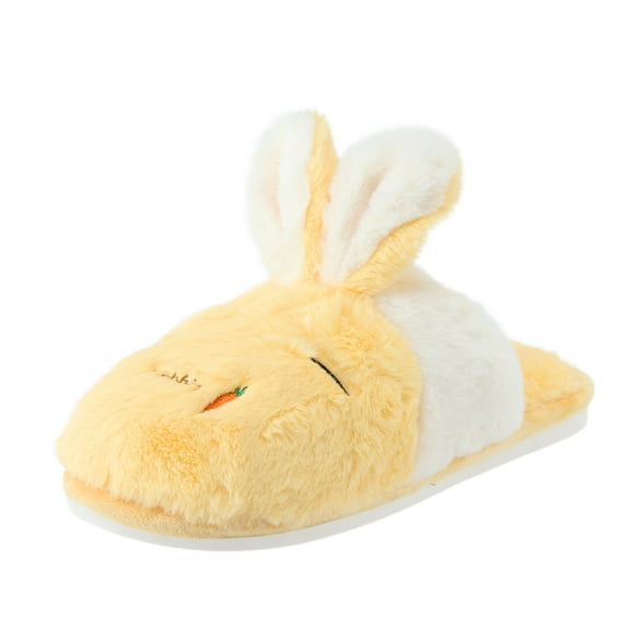 XIMIN Teen Girls Warm Shoes Womens Slippers Indoor Home Cute Animal Cartoon Rabbit Lightweight Winter Warm Cotton Slippers Non Slip Comfy House Slippers(Green,US 6)