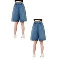 thumbnail image 1 of XIMIN Teen Kids Girls Jorts Baggy Jeans Jorts Elastic Mid-Low Waisted Straight Leg Denim Y2K Shorts Summer Hot Short with Muti Pockets Streetwear, 1 of 6